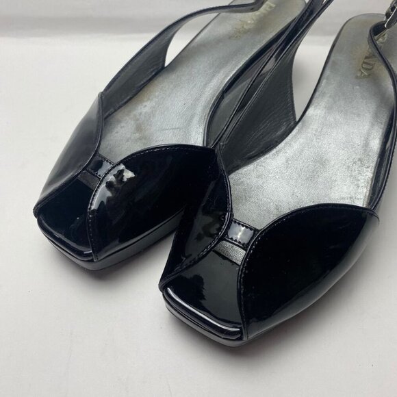 PRADA Patent Leather Slingback Sandals Size 37.5 - Picture 6 of 9